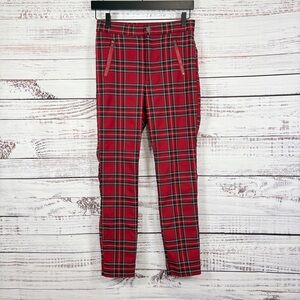 Hollister Red Plaid Ultra High Rise Skinny Pants